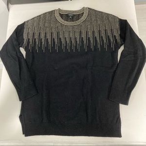 Alfani Petite Metallic Lines Sweater black & gold